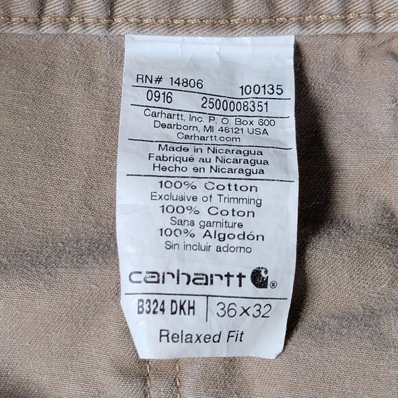 Carhartt‎ Pants Mens 36x31 Beige Relaxed Fit Workwear Utility Carpenter B324 DKH - Picture 10 of 15